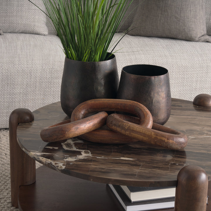 Tayla Large Medium Brown Wood Chain Link Decor Mercana