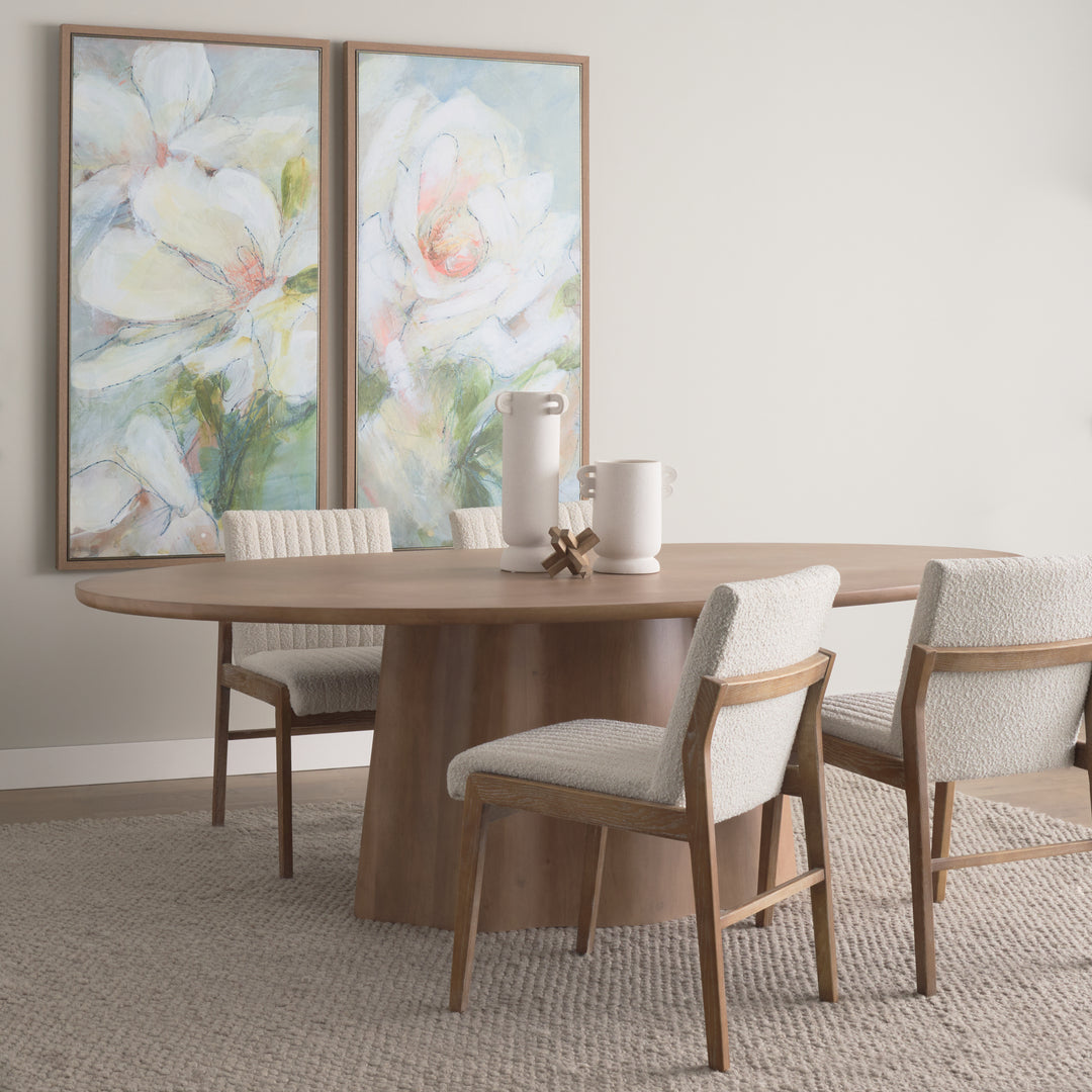 Jovani 94" Solid Light Brown Mango Wood Oval Dining Table Dining Room Mercana