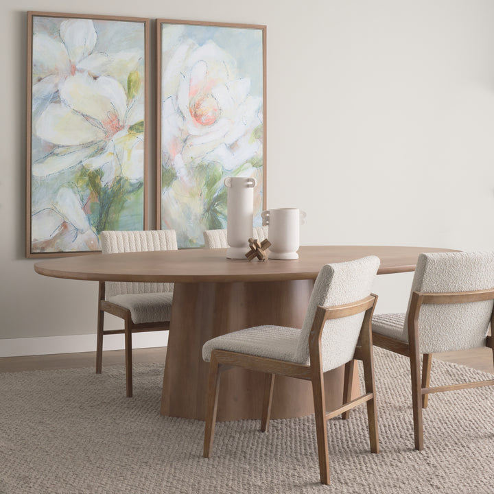 Jovani 94" Solid Light Brown Mango Wood Oval Dining Table Dining Room Mercana