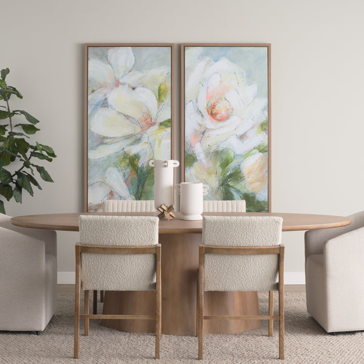 Jovani 94" Solid Light Brown Mango Wood Oval Dining Table Dining Room Mercana