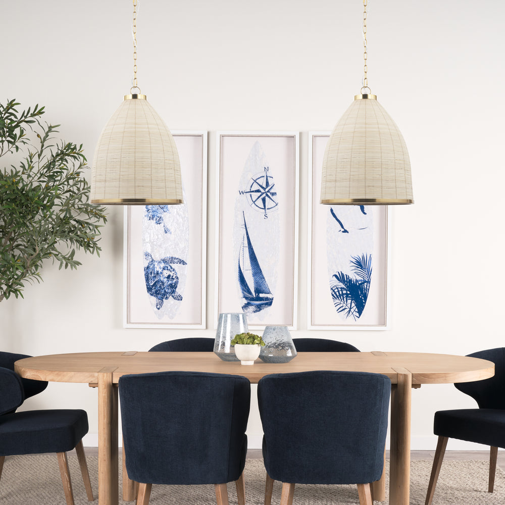 Saliha Cane w/ Brass Metal Pendant Light Decor Mercana