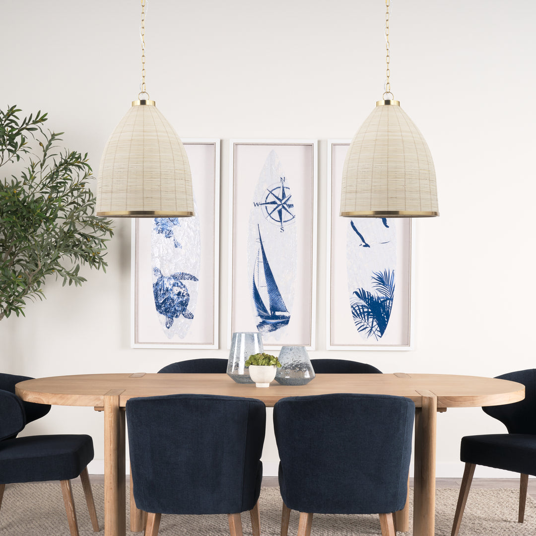 Saliha Cane w/ Brass Metal Pendant Light Decor Mercana