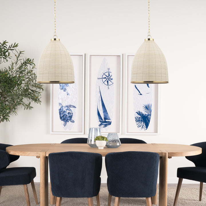 Saliha Cane w/ Brass Metal Pendant Light Decor Mercana