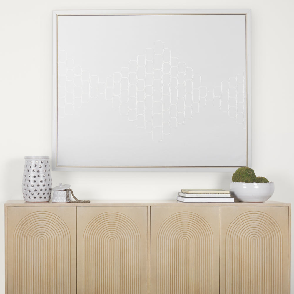 Tucker Light Brown Wood w/ Carved Arch Pattern 4 Door Sideboard Dining Room Mercana