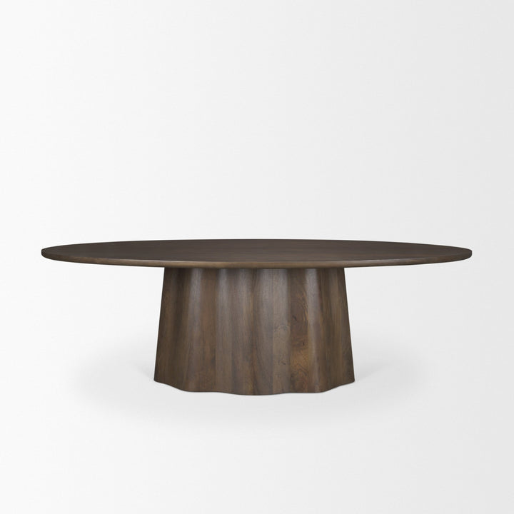 Jovani 94" Solid Dark Brown Mango Wood Oval Dining Table Dining Room Mercana