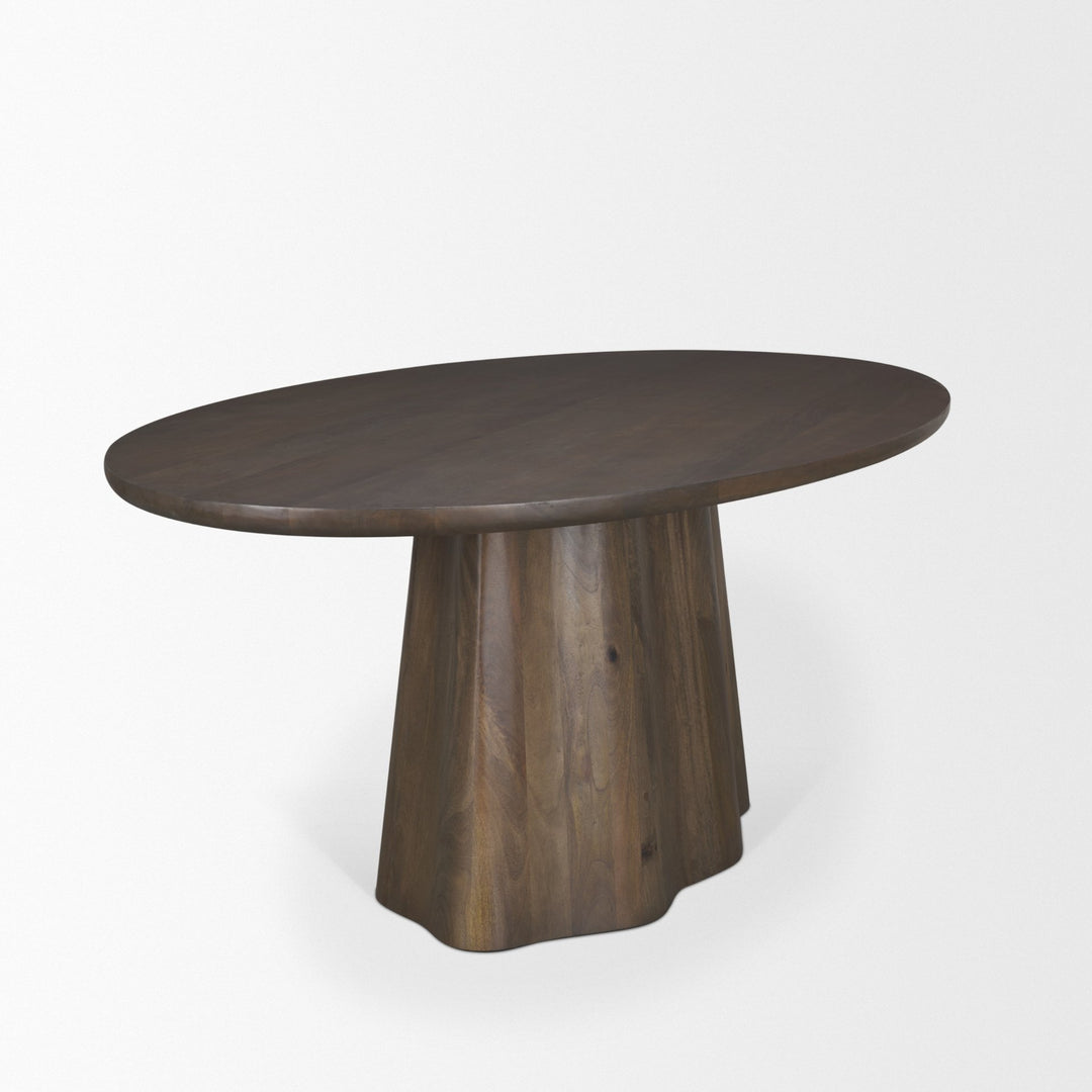 Jovani 94" Solid Dark Brown Mango Wood Oval Dining Table Dining Room Mercana