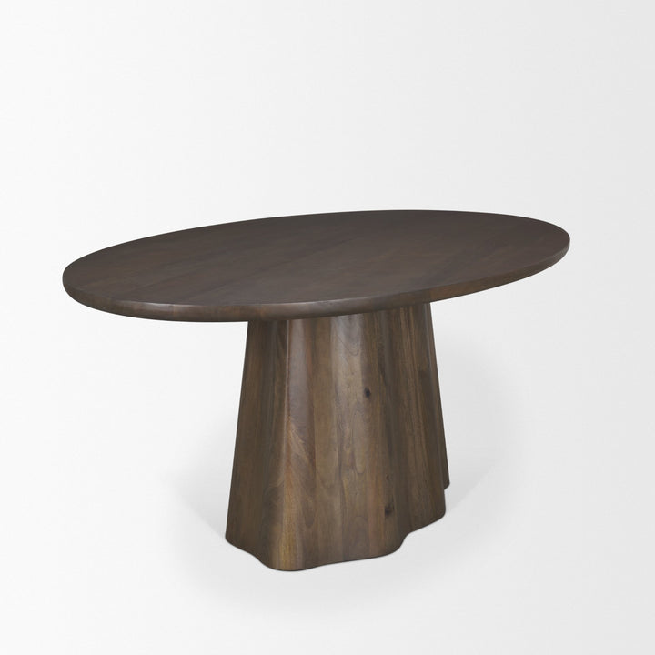 Jovani 94" Solid Dark Brown Mango Wood Oval Dining Table Dining Room Mercana