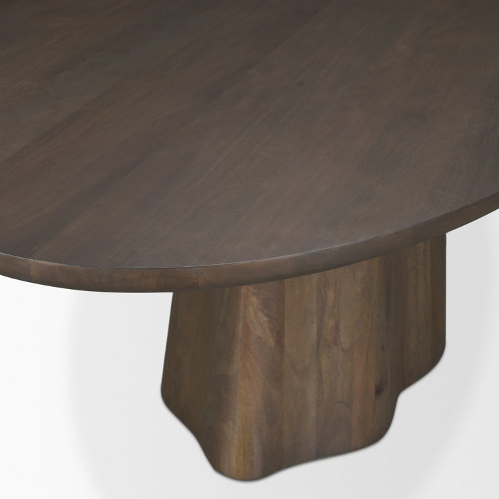 Jovani 94" Solid Dark Brown Mango Wood Oval Dining Table Dining Room Mercana