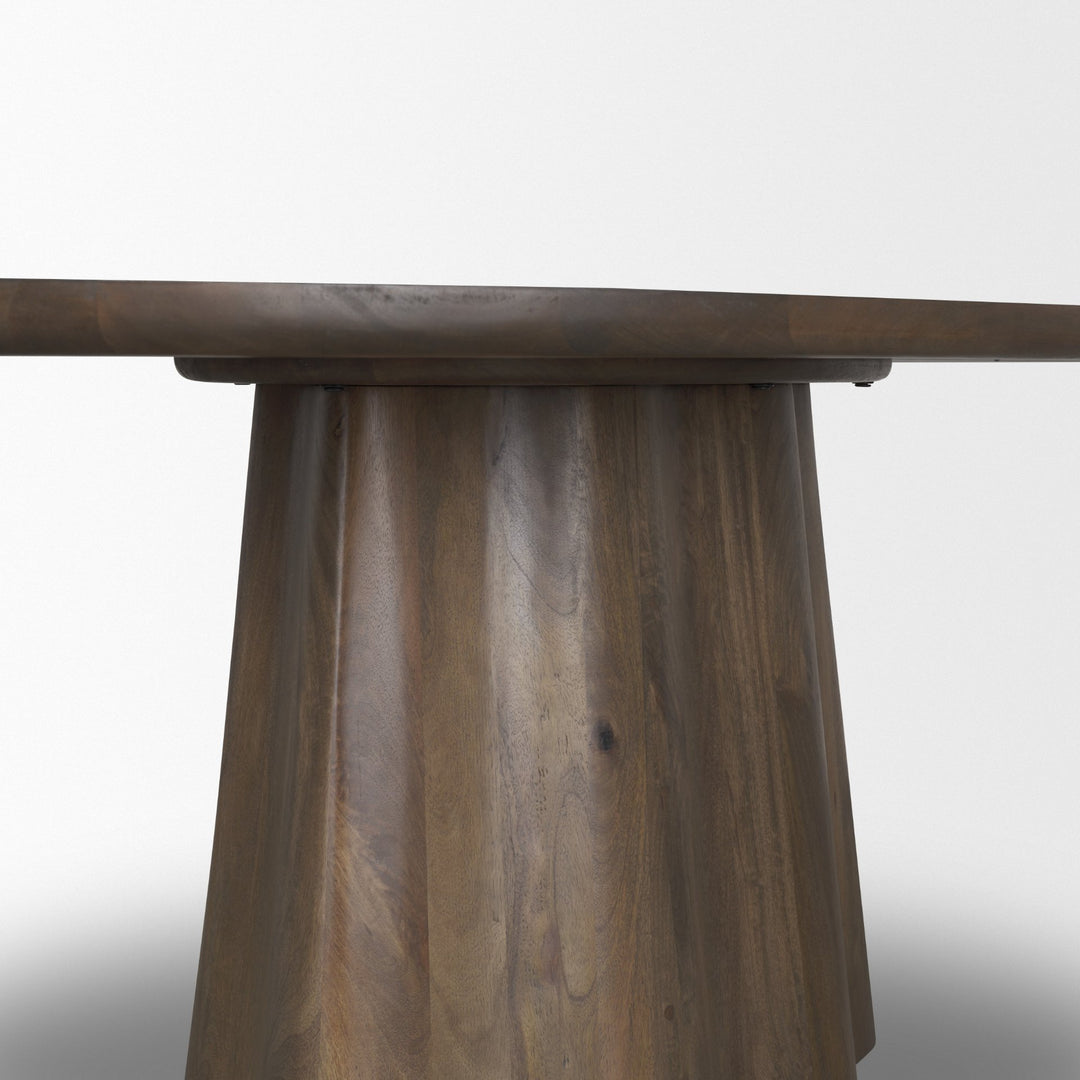Jovani 94" Solid Dark Brown Mango Wood Oval Dining Table Dining Room Mercana