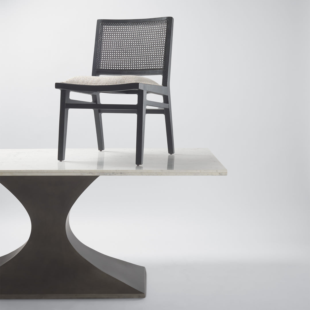 Wynn Beige Fabric W/Black Wood Dining Chair Living Room Mercana