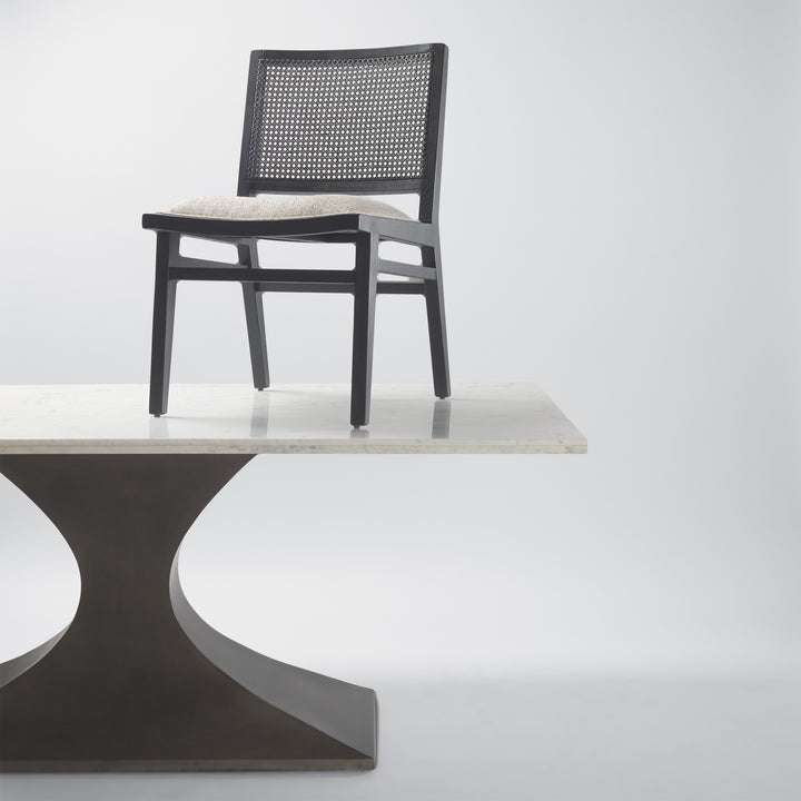 Wynn Beige Fabric W/Black Wood Dining Chair Living Room Mercana