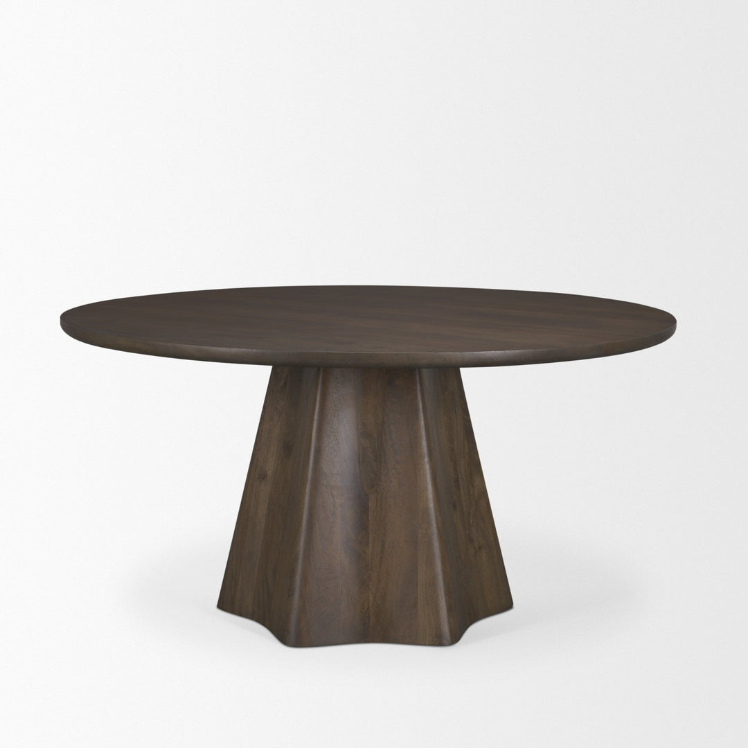 Jovani 60" Solid Dark Brown Mango Wood Round Dining Table Dining Room Mercana