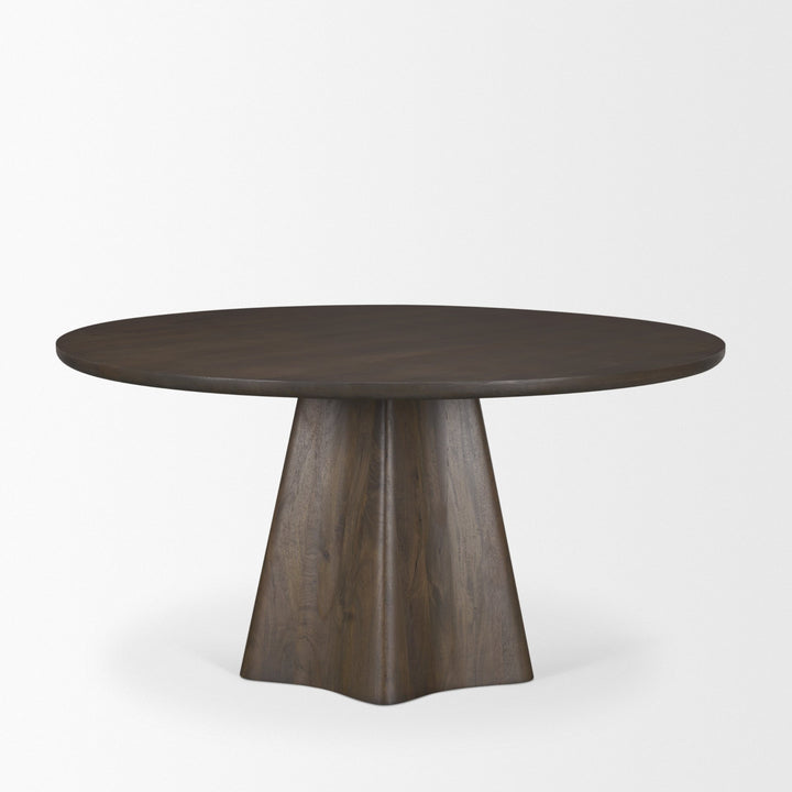 Jovani 60" Solid Dark Brown Mango Wood Round Dining Table Dining Room Mercana