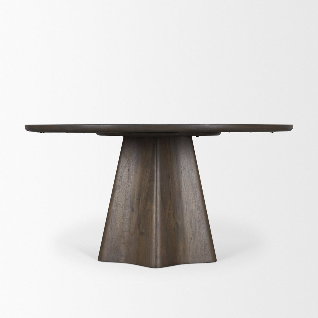 Jovani 60" Solid Dark Brown Mango Wood Round Dining Table Dining Room Mercana