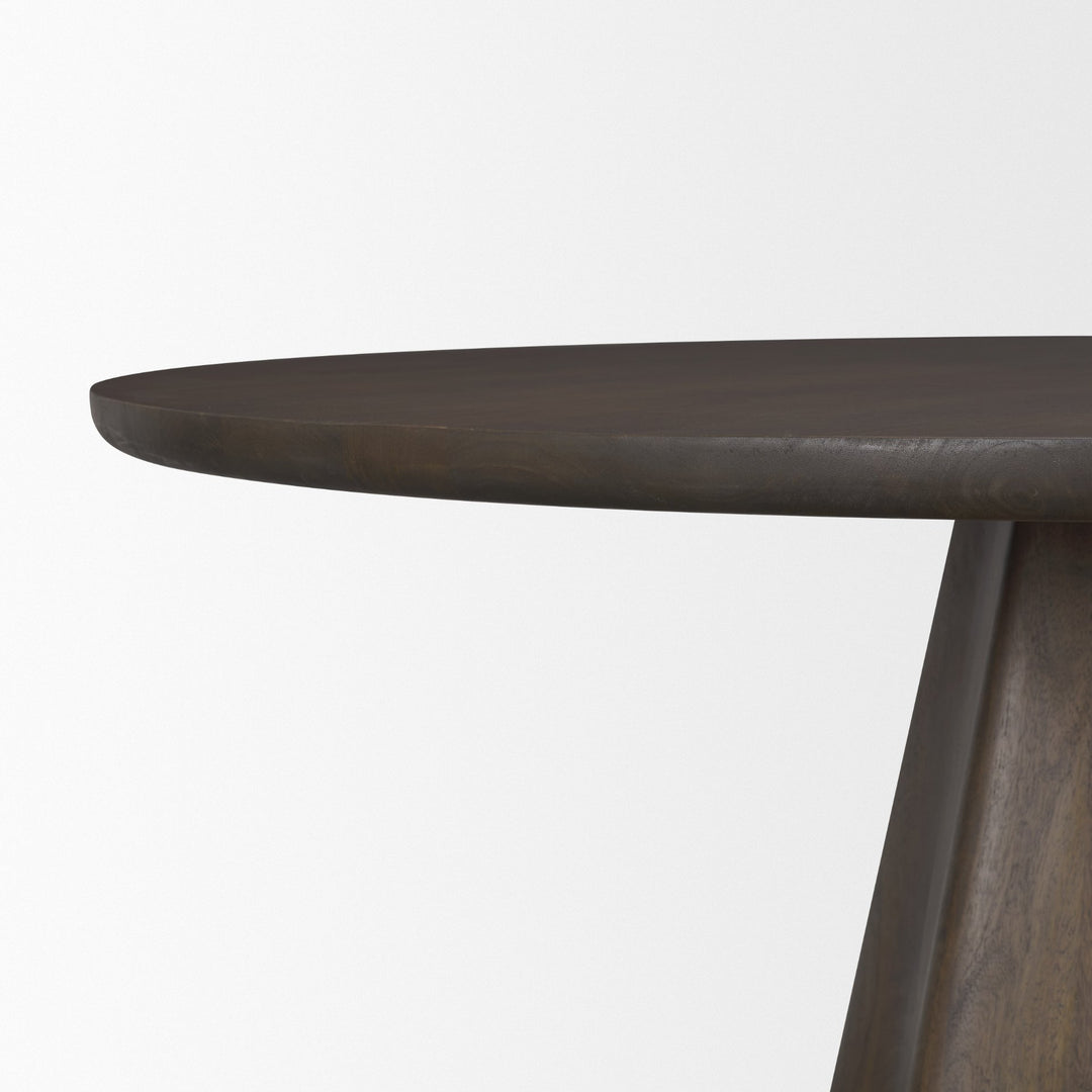 Jovani 60" Solid Dark Brown Mango Wood Round Dining Table Dining Room Mercana