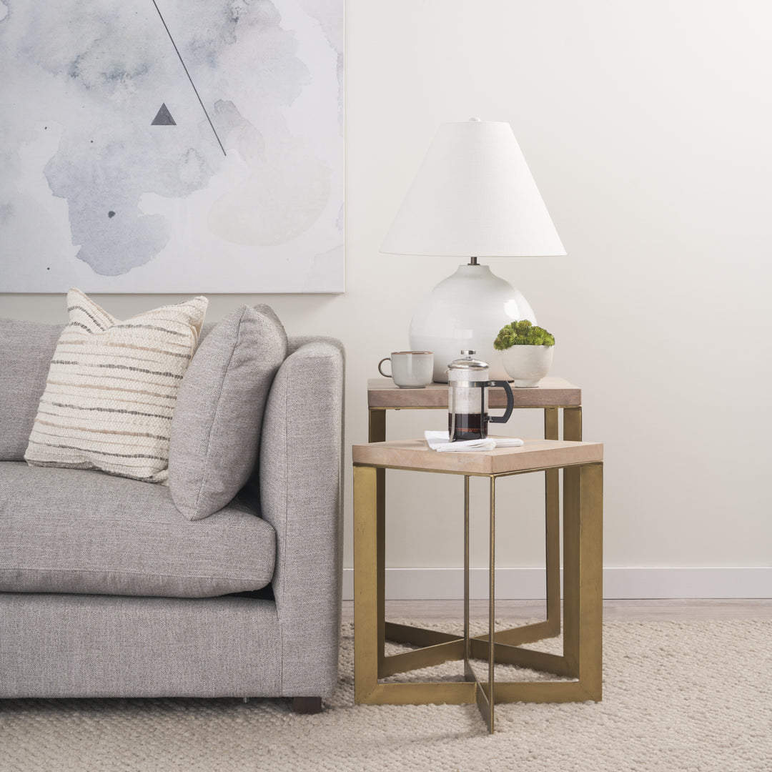Mehdi White Ceramic Table Lamp Decor Mercana
