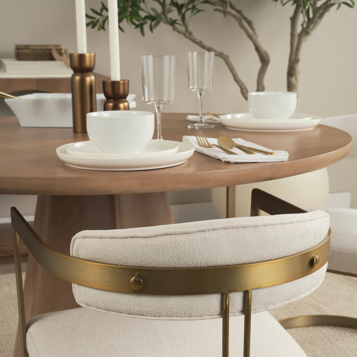 Hollyfield II Cream Fabric Seat W/ Gold Iron Frame Dining Chair Living Room Mercana