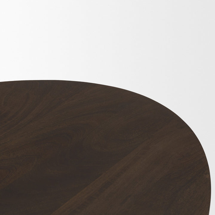 Terra Dark Brown Wood Oval Fluted Coffee Table Living Room Mercana