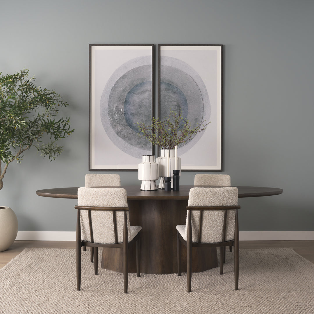 Jovani 94" Solid Dark Brown Mango Wood Oval Dining Table Dining Room Mercana