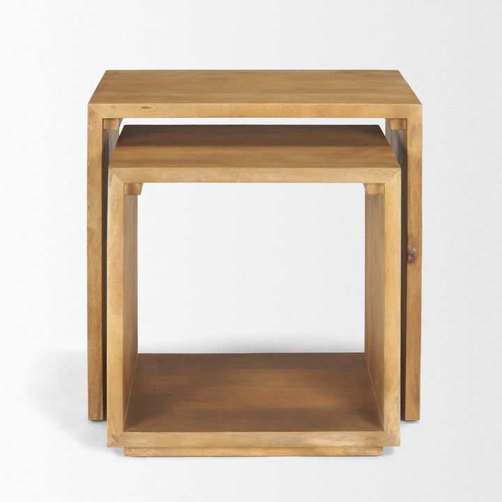Alanna Set of 2 Brown Wood Nesting Accent Tables Dining Room Mercana