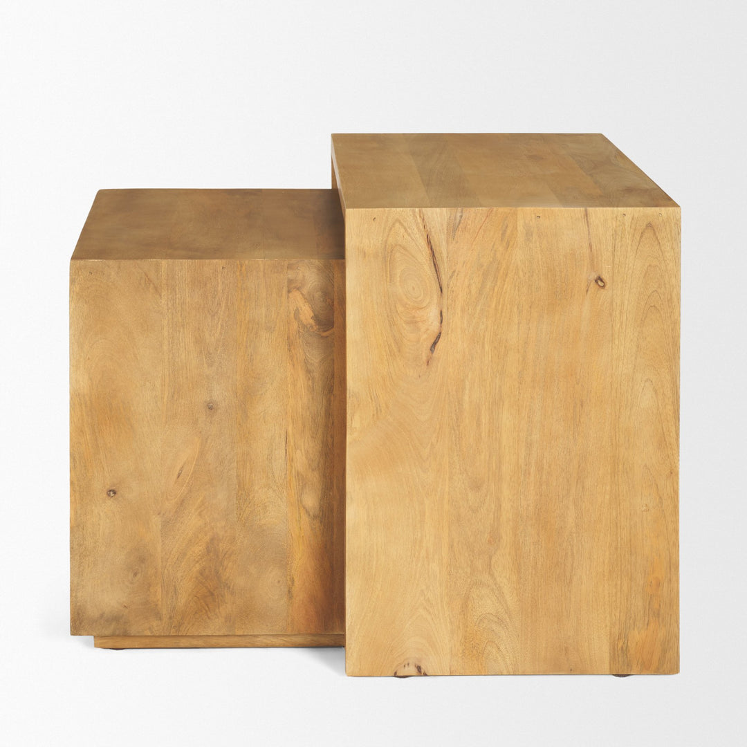 Alanna Set of 2 Brown Wood Nesting Accent Tables Dining Room Mercana