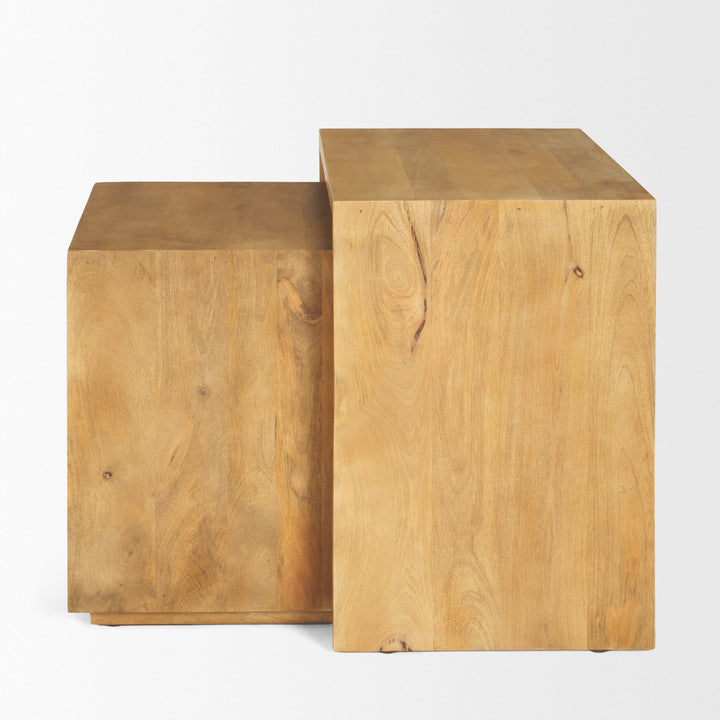 Alanna Set of 2 Brown Wood Nesting Accent Tables Dining Room Mercana