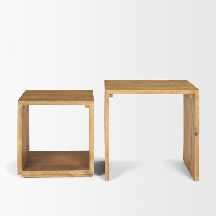 Alanna Set of 2 Brown Wood Nesting Accent Tables Dining Room Mercana