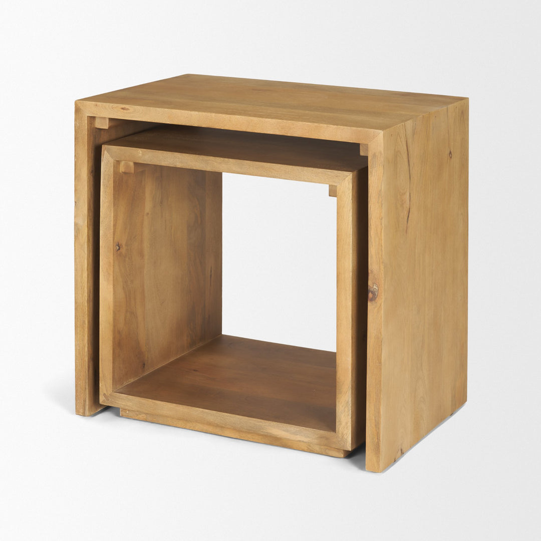 Alanna Set of 2 Brown Wood Nesting Accent Tables Dining Room Mercana