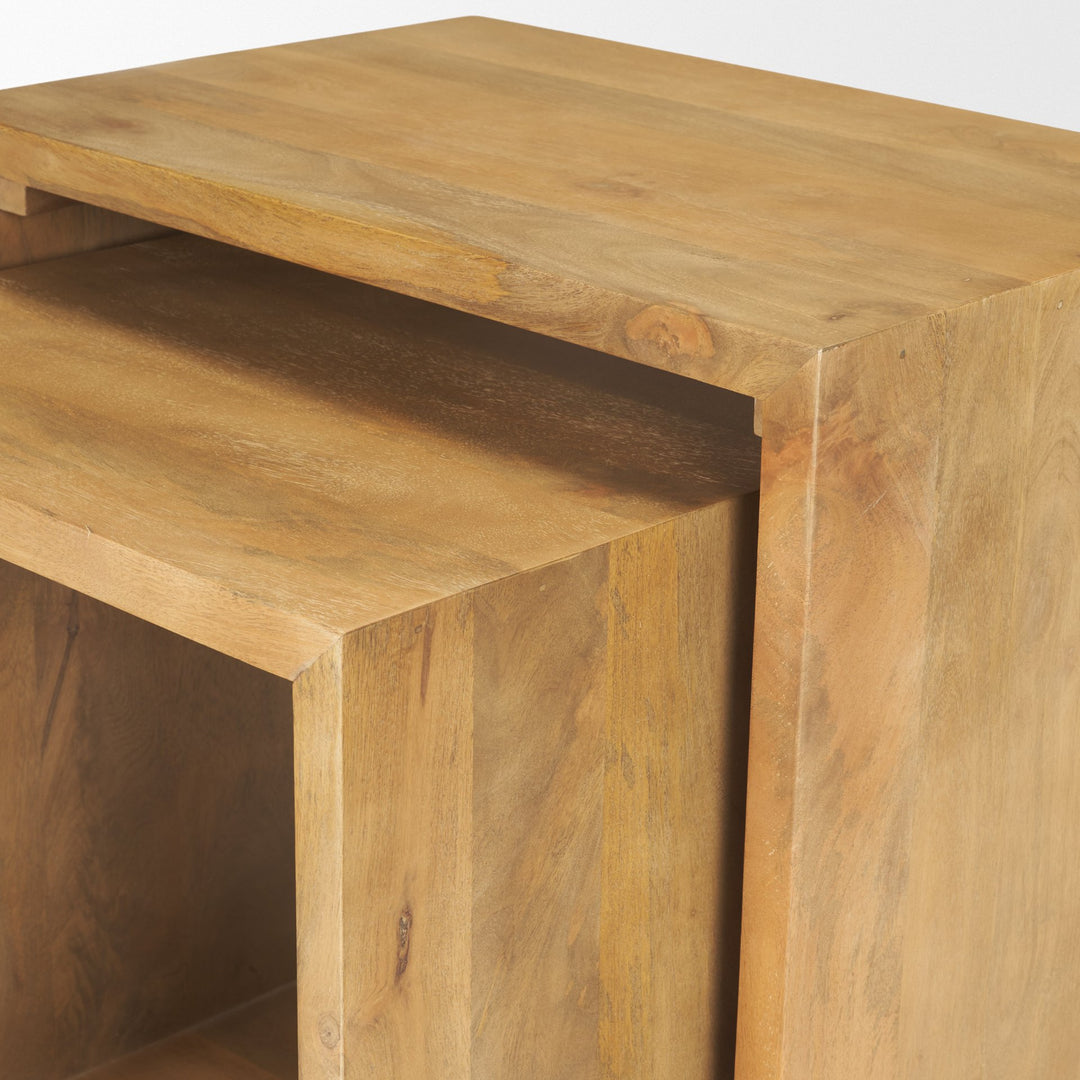 Alanna Set of 2 Brown Wood Nesting Accent Tables Dining Room Mercana