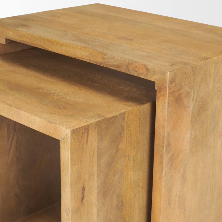 Alanna Set of 2 Brown Wood Nesting Accent Tables Dining Room Mercana