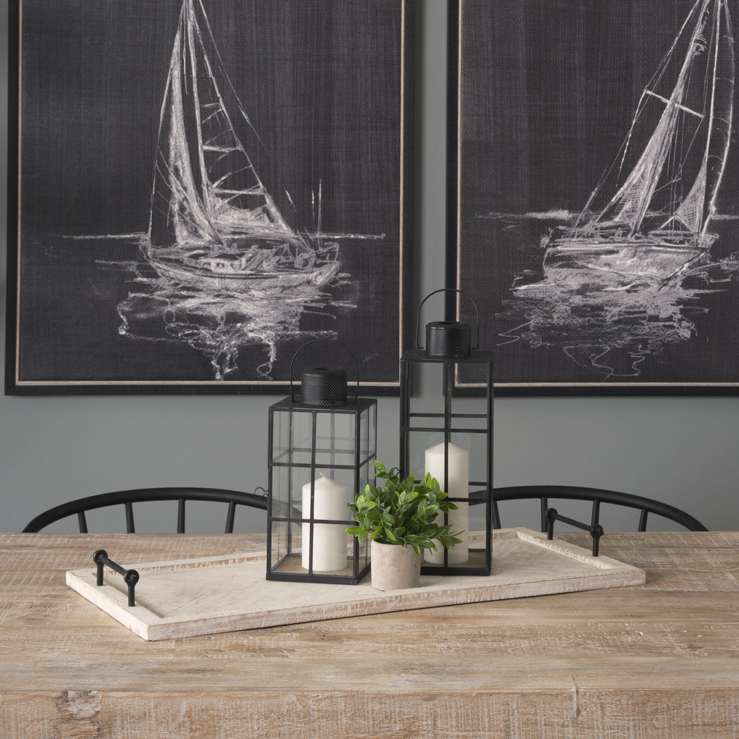 Alfred 35L x 16W Natural Wooden Herringbone Rectangular Tray Decor Mercana