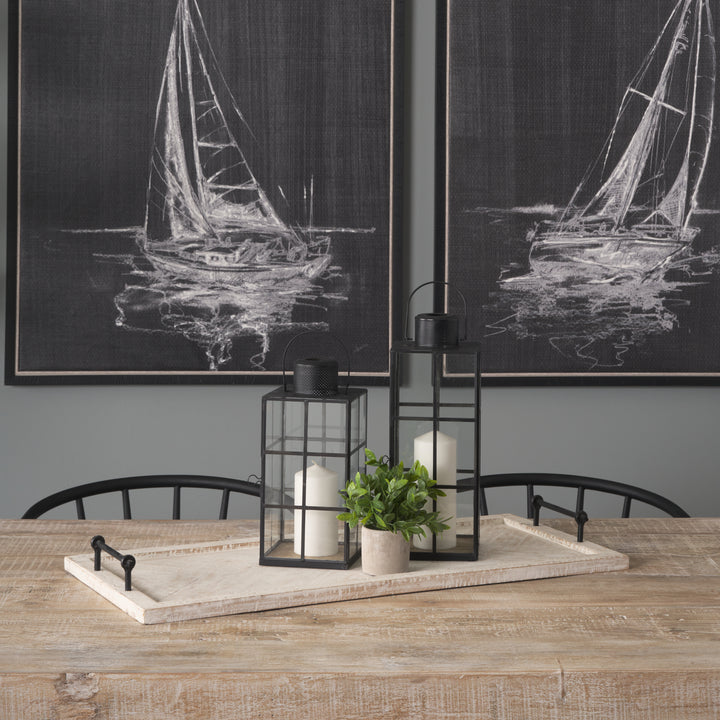 Alfred 35L x 16W Natural Wooden Herringbone Rectangular Tray Decor Mercana