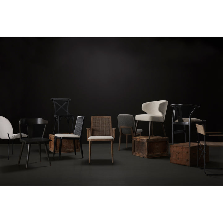 Inala White Fabric Seat Black Metal Frame Dining Chair Living Room Mercana