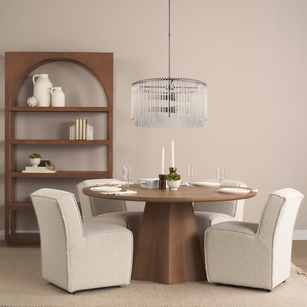 Jovani 60" Solid Light Brown Mango Wood Round Dining Table Dining Room Mercana