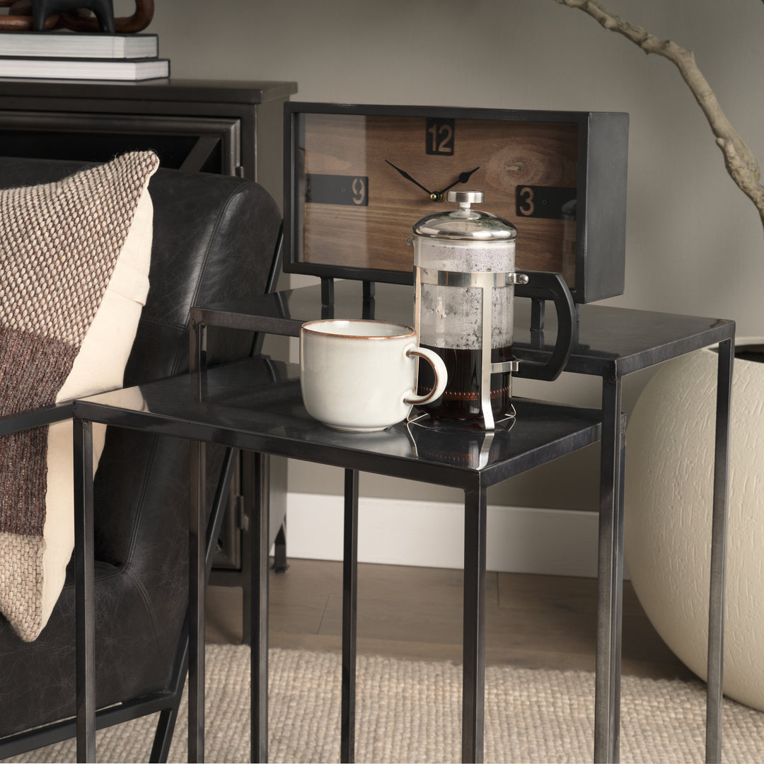 Kasey (Set of 2) Galvanized Metal Nesting Accent Tables Dining Room Mercana