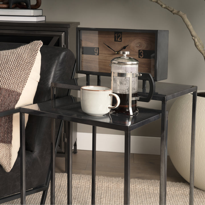 Kasey (Set of 2) Galvanized Metal Nesting Accent Tables Dining Room Mercana