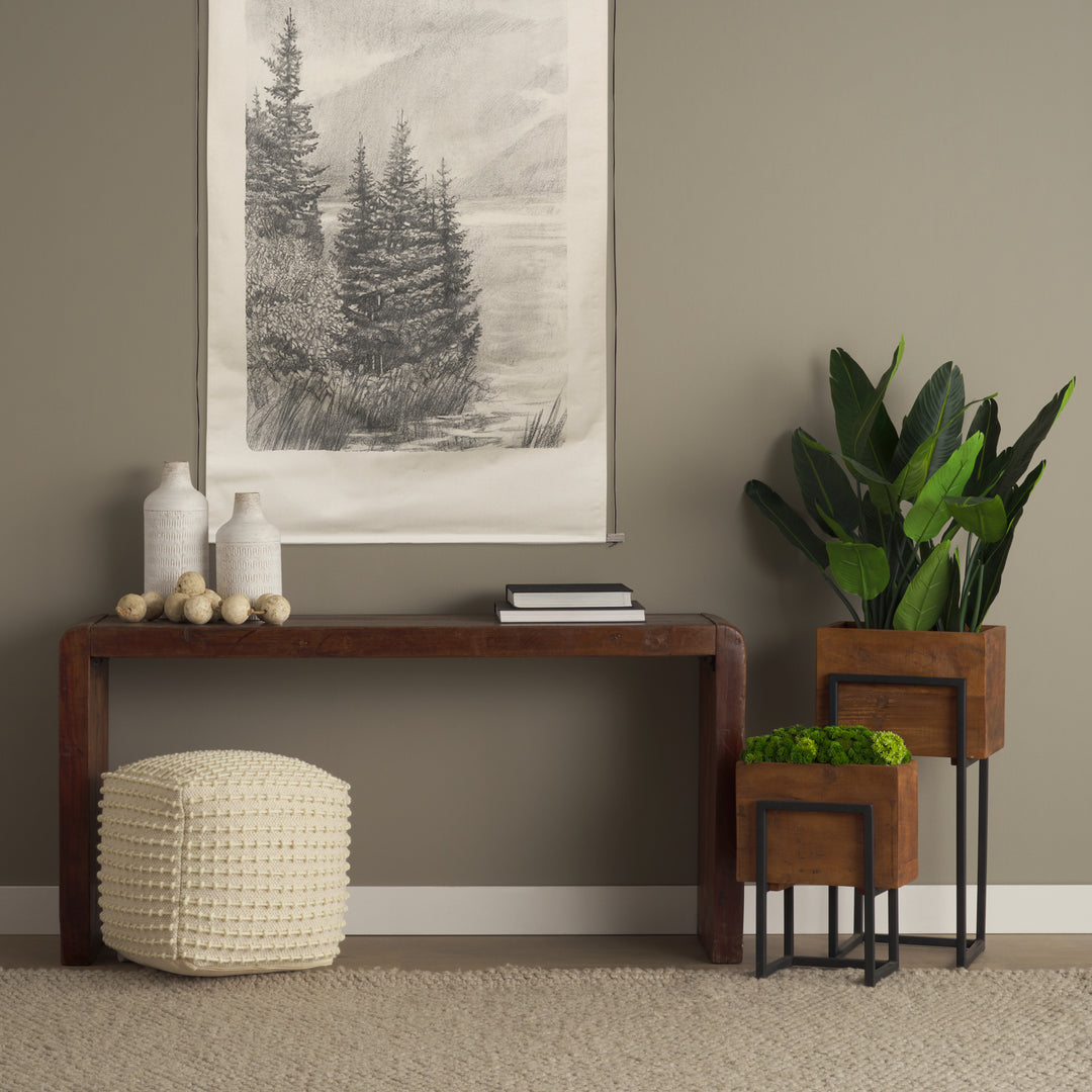 Jadine Set of 2 Medium Brown Wood w/ Black Metal Rectangle Frames Decor Mercana