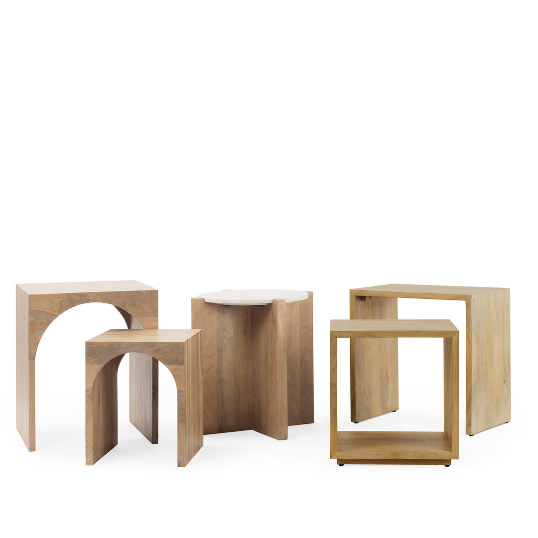 Alanna Set of 2 Brown Wood Nesting Accent Tables Dining Room Mercana