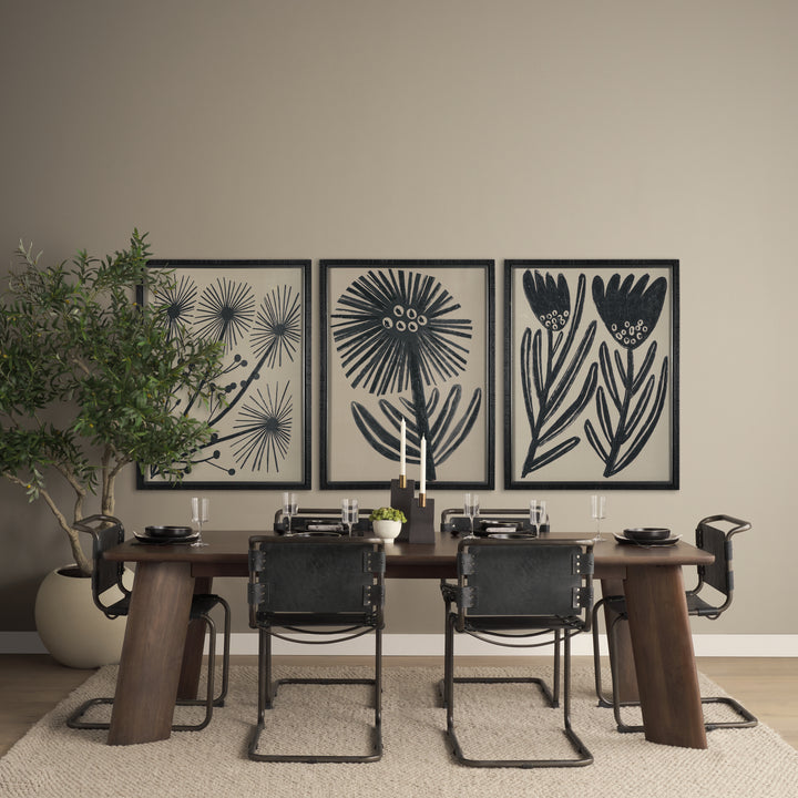 Berbick 33" Total Height Black Leather w/ Iron Frame Dining Chair Living Room Mercana