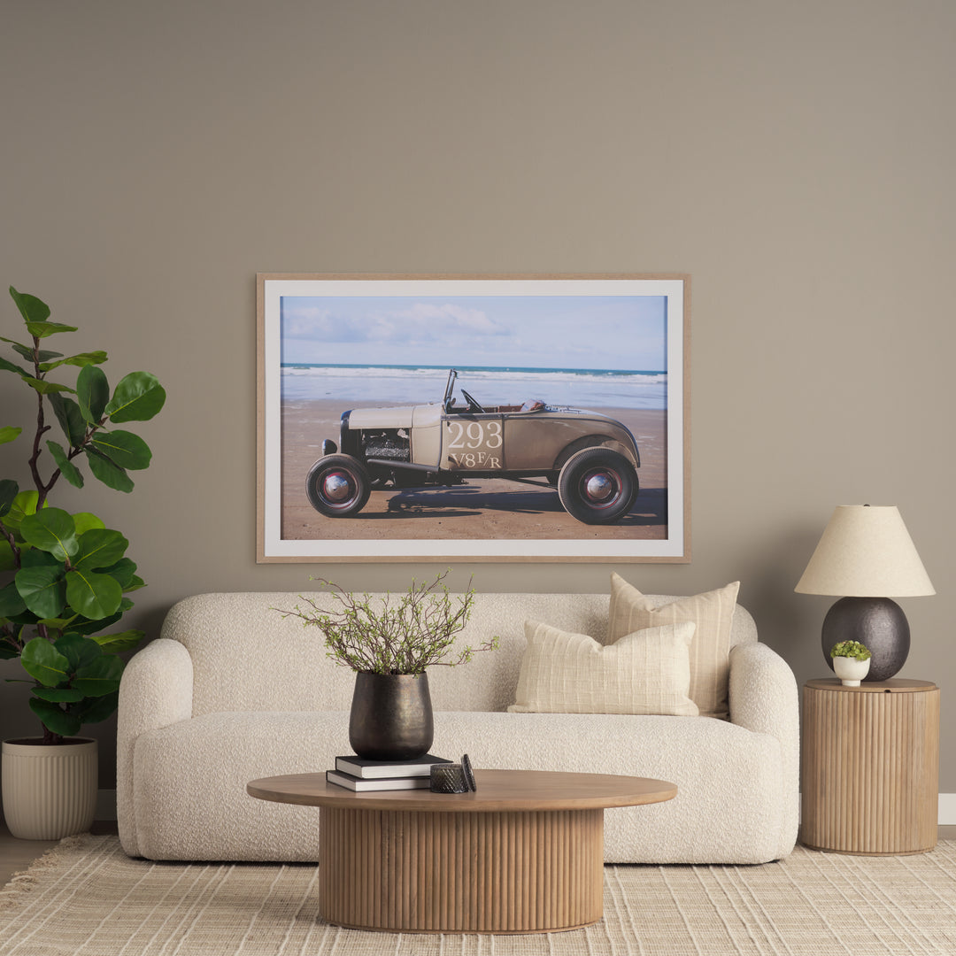 Terra Light Brown Wood Oval Fluted Coffee Table Living Room Mercana