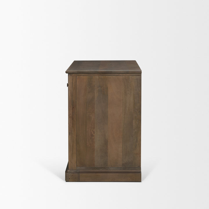 Baron Dark Brown Solid Wood w/ Antique Knobs 2-Door Accent Cabinet Decor Mercana