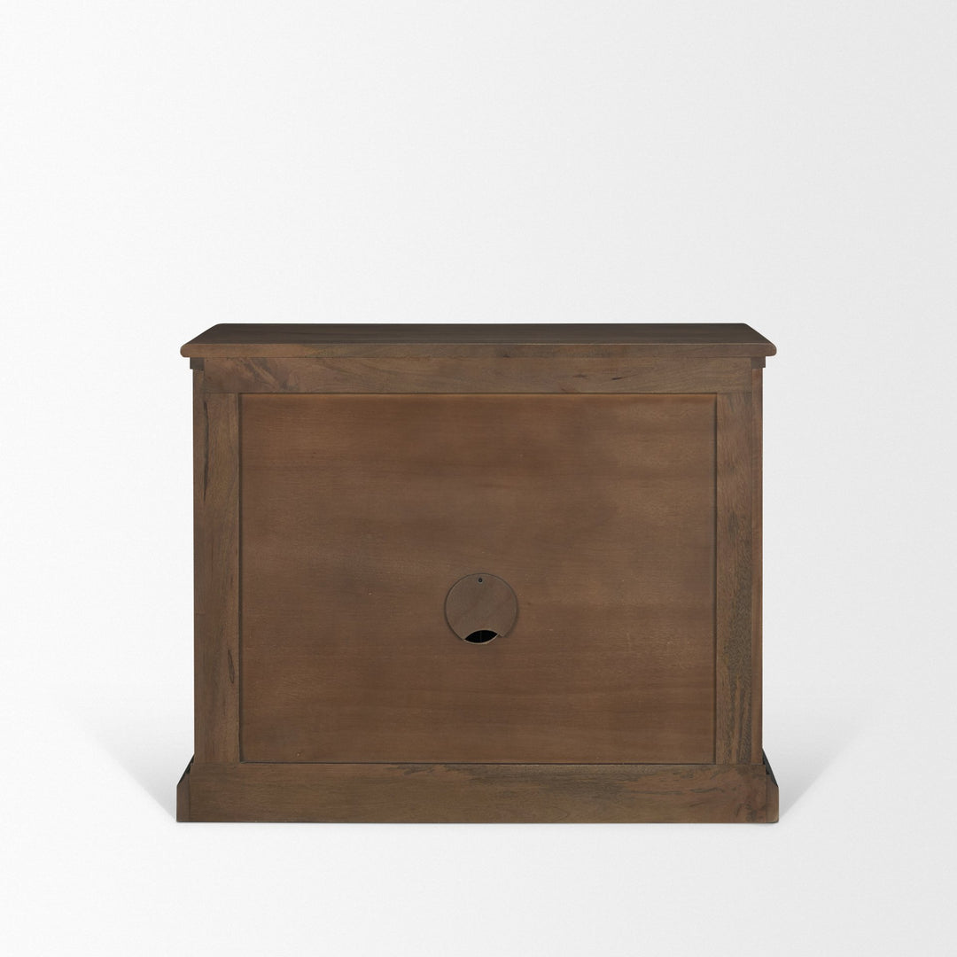 Baron Dark Brown Solid Wood w/ Antique Knobs 2-Door Accent Cabinet Decor Mercana