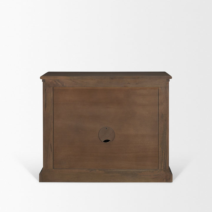 Baron Dark Brown Solid Wood w/ Antique Knobs 2-Door Accent Cabinet Decor Mercana