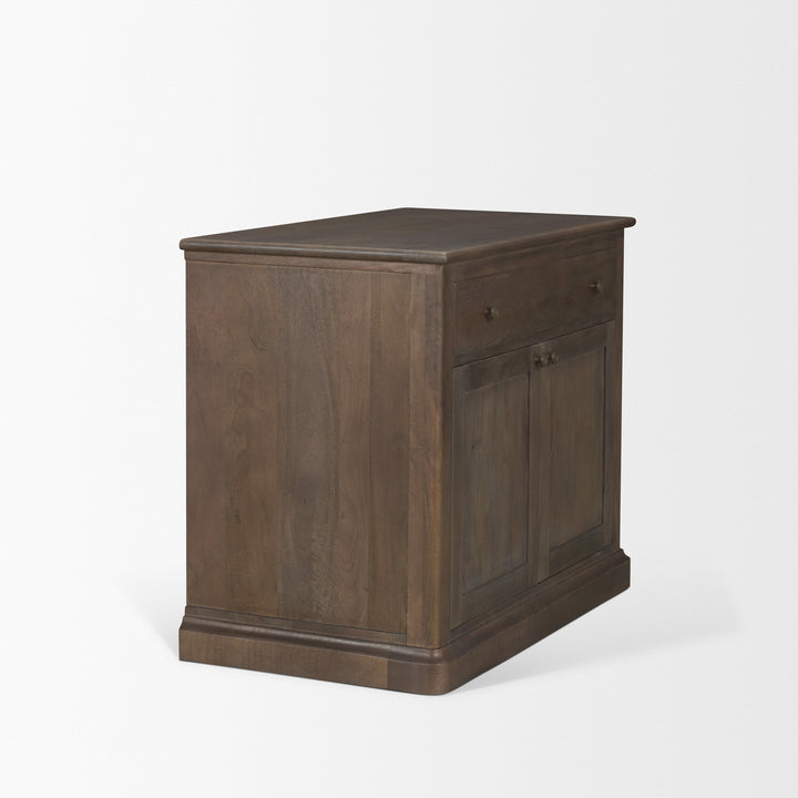 Baron Dark Brown Solid Wood w/ Antique Knobs 2-Door Accent Cabinet Decor Mercana