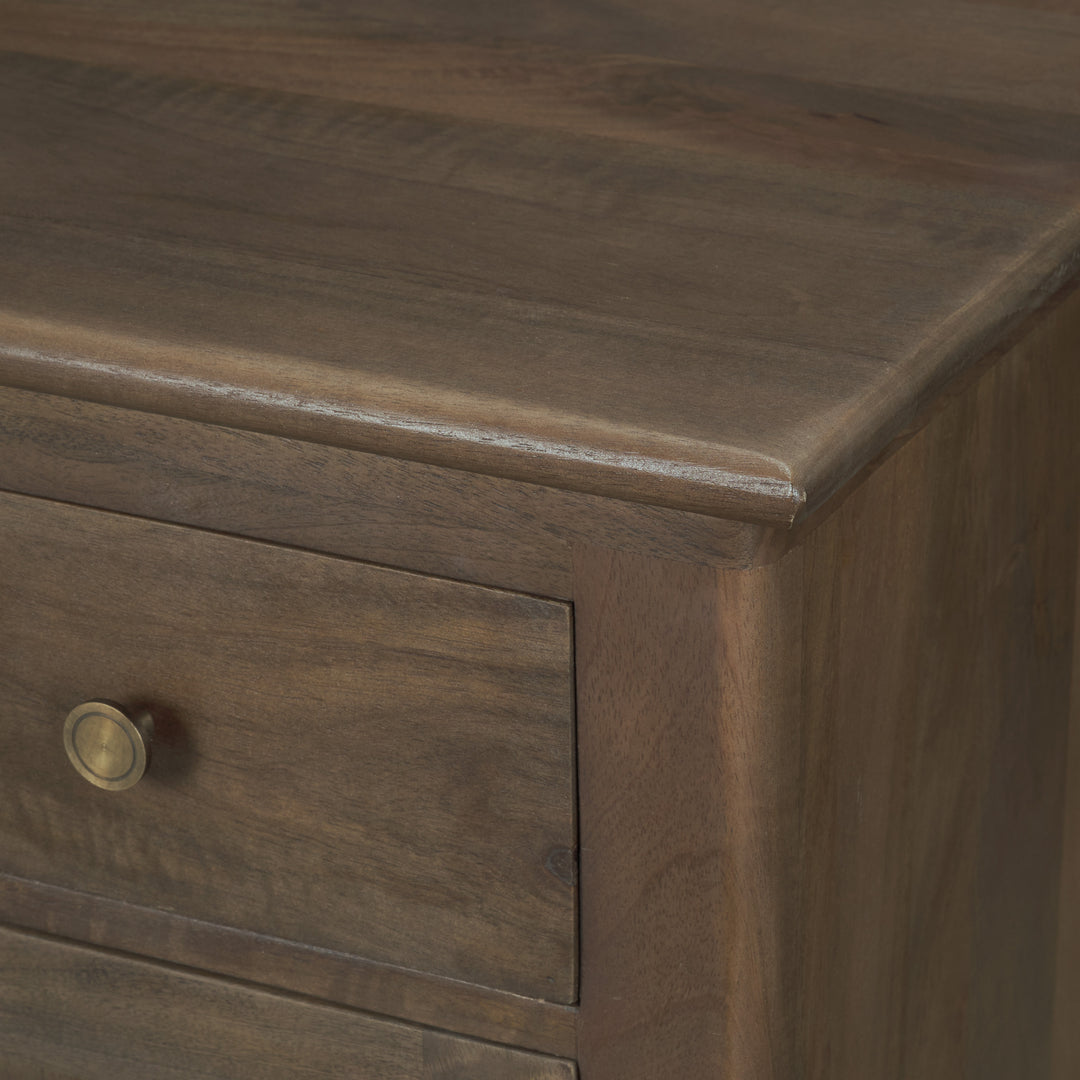 Baron Dark Brown Solid Wood w/ Antique Knobs 2-Door Accent Cabinet Decor Mercana
