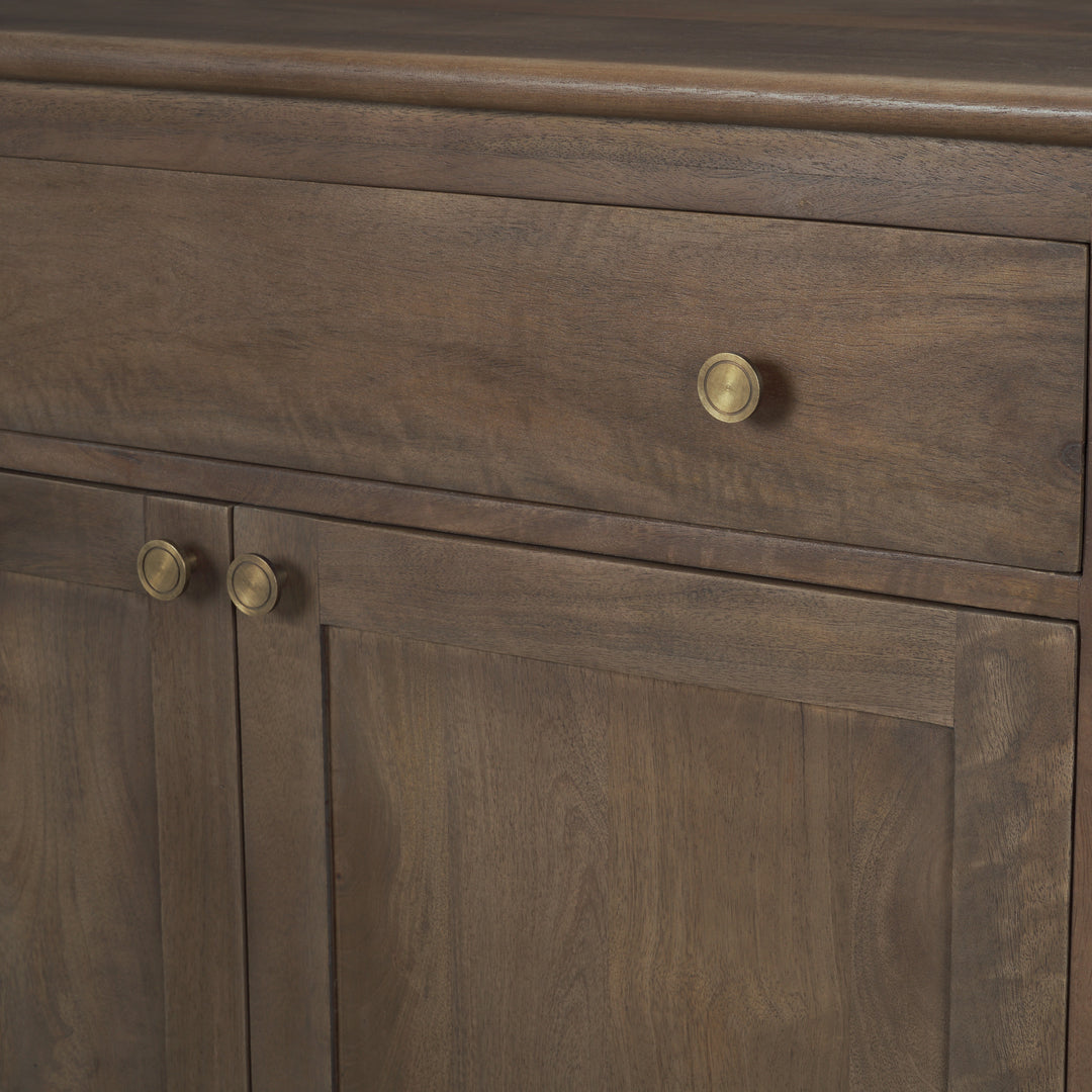 Baron Dark Brown Solid Wood w/ Antique Knobs 2-Door Accent Cabinet Decor Mercana