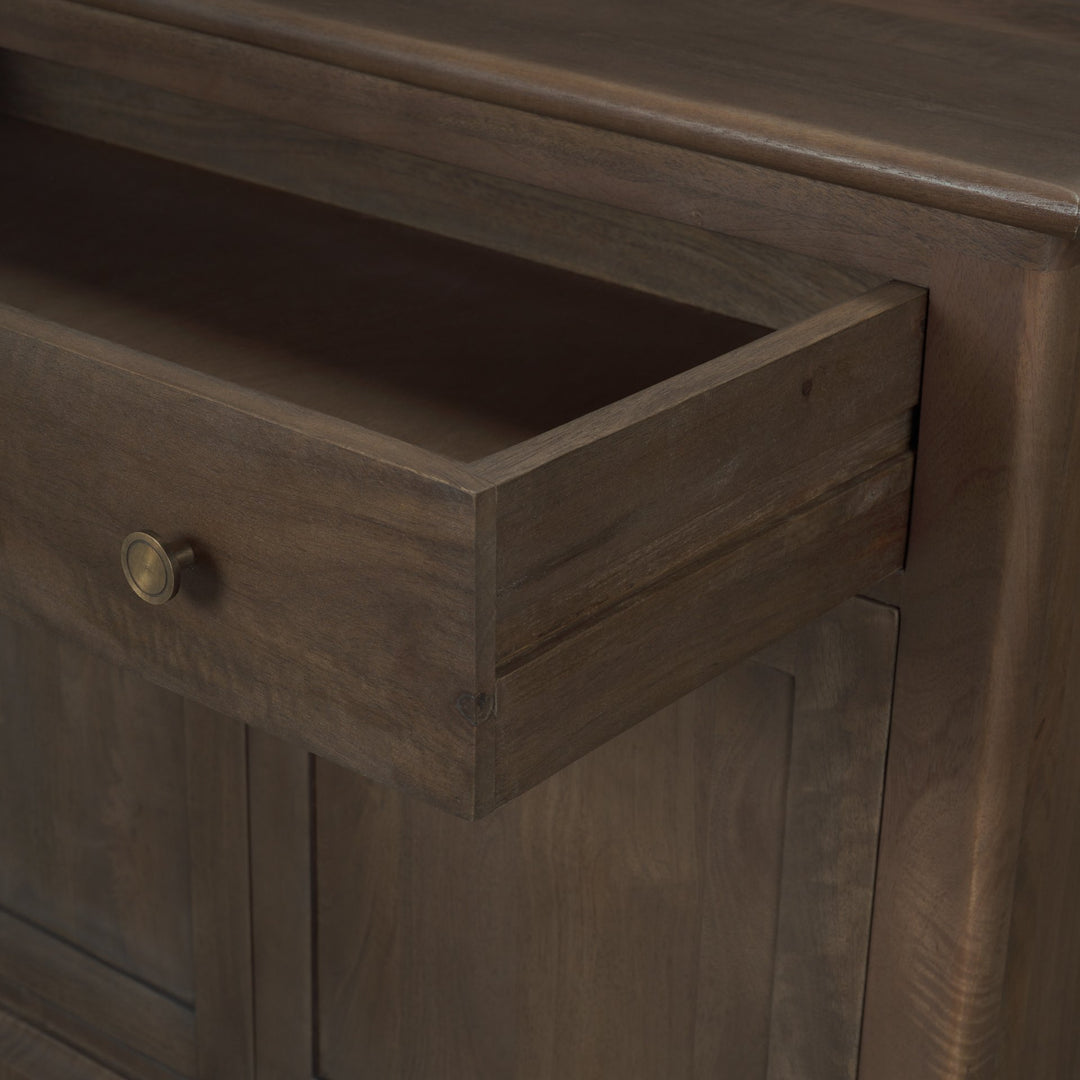 Baron Dark Brown Solid Wood w/ Antique Knobs 2-Door Accent Cabinet Decor Mercana