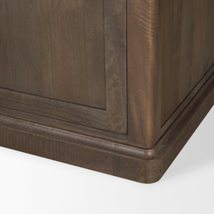 Baron Dark Brown Solid Wood w/ Antique Knobs 2-Door Accent Cabinet Decor Mercana