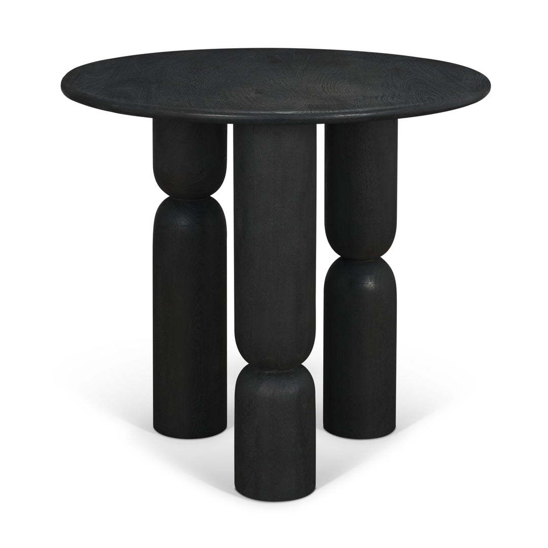 Sonel Matte Black Wood Pedestal Foyer Table Dining Room Mercana