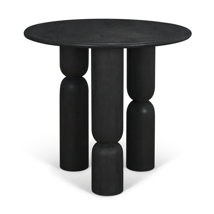 Sonel Matte Black Wood Pedestal Foyer Table Dining Room Mercana